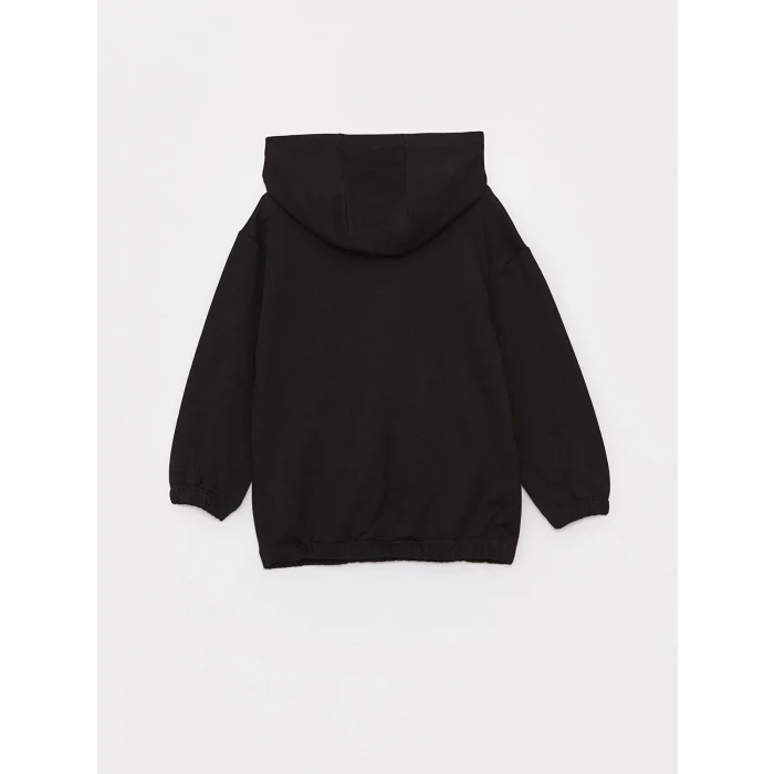 LCW Kids Siyah Baskılı Uzun Kollu Kız Çocuk Hoodie ve Eşofman Altı
