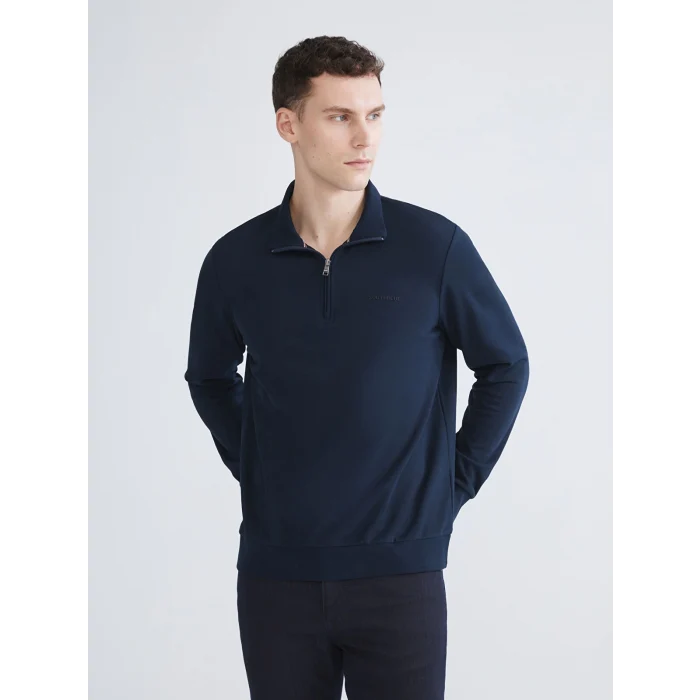 SOUTHBLUE Lacivert Dik Yaka Baskılı Erkek Sweatshirt