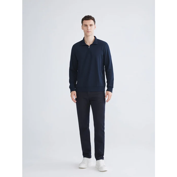 SOUTHBLUE Lacivert Dik Yaka Baskılı Erkek Sweatshirt