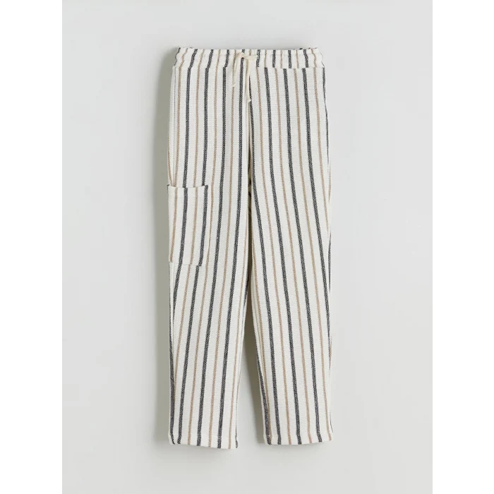 LCW Kids Ekru Çizgili Erkek Çocuk Kargo Eşofman Altı