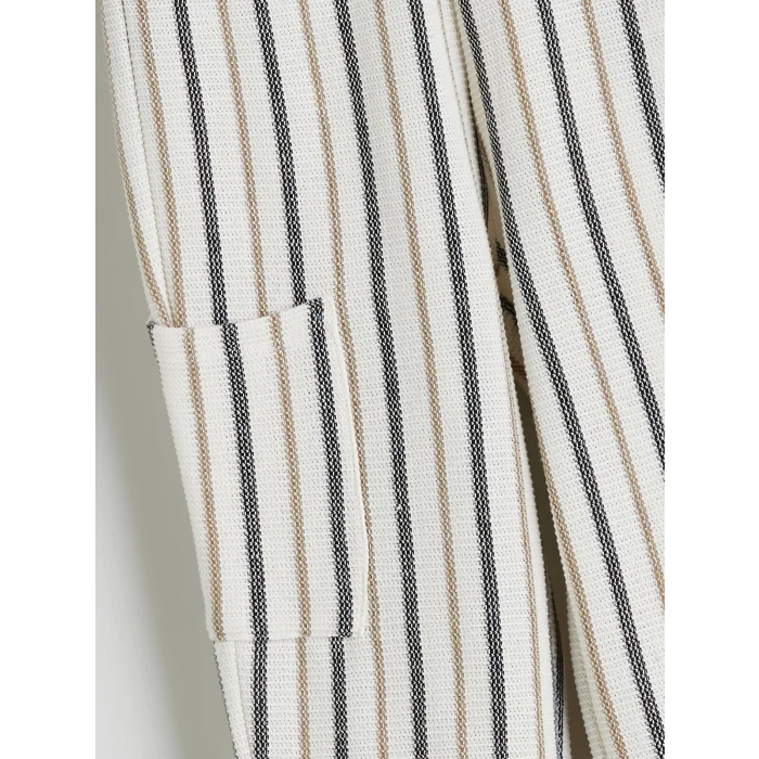 LCW Kids Ekru Çizgili Erkek Çocuk Kargo Eşofman Altı