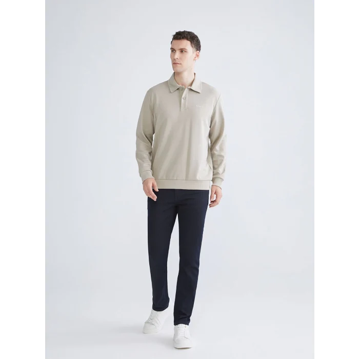 SOUTHBLUE Bej Polo Yaka Erkek Sweatshirt