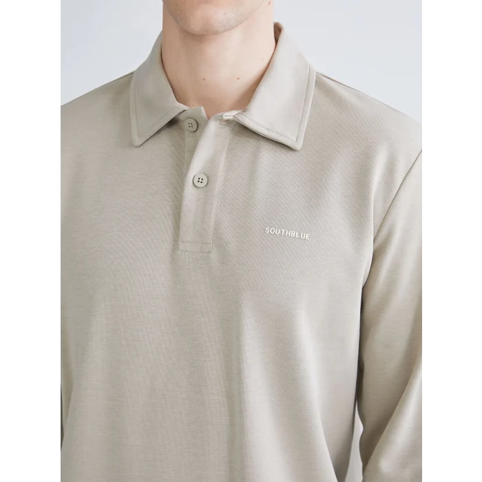 SOUTHBLUE Bej Polo Yaka Erkek Sweatshirt