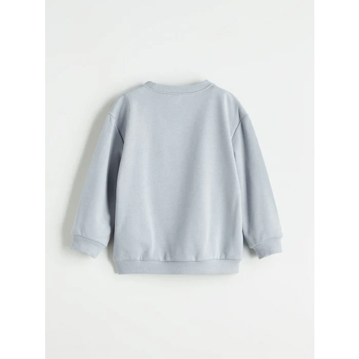 LCW Kids Gri Bisiklet Yaka Minecraft Baskılı Erkek Çocuk Sweatshirt