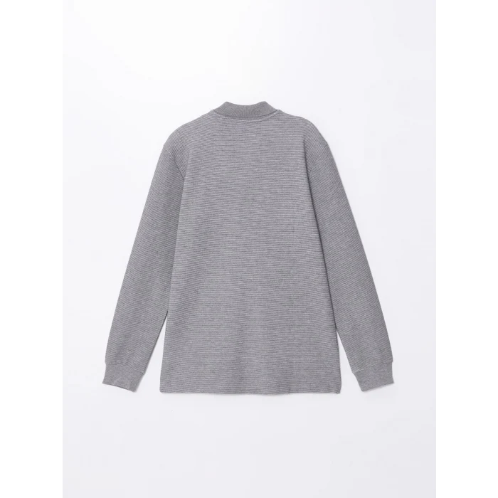 LCWAIKIKI Classic Gri Polo Yaka Uzun Kollu Erkek Sweatshirt