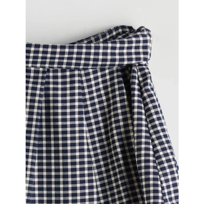 LCW Kids Lacivert Beli Lastikli Ekose Kız Çocuk Etek