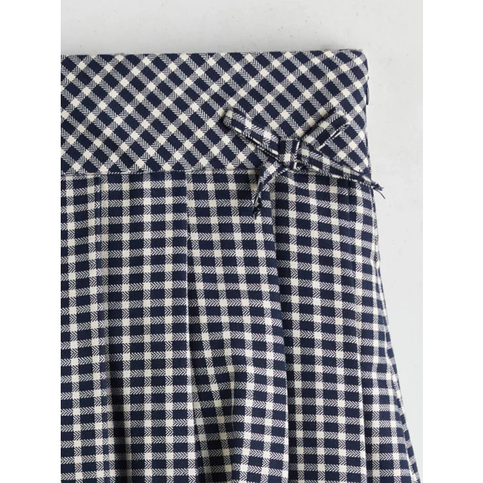 LCW Kids Lacivert Beli Lastikli Ekose Kız Çocuk Etek