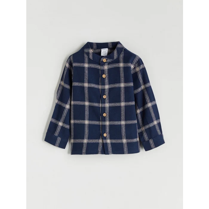 LCW baby Lacivert Ekose Erkek Bebek Gömlek ve Pantolon 2li