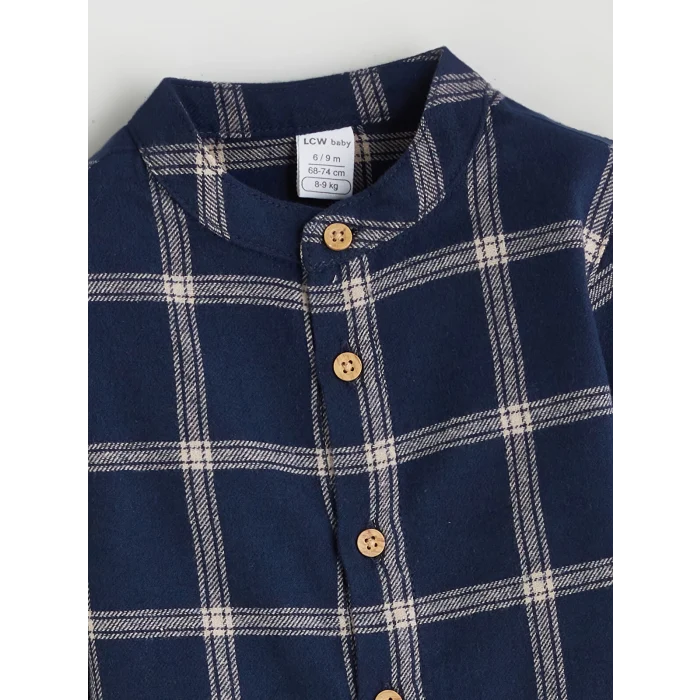 LCW baby Lacivert Ekose Erkek Bebek Gömlek ve Pantolon 2li