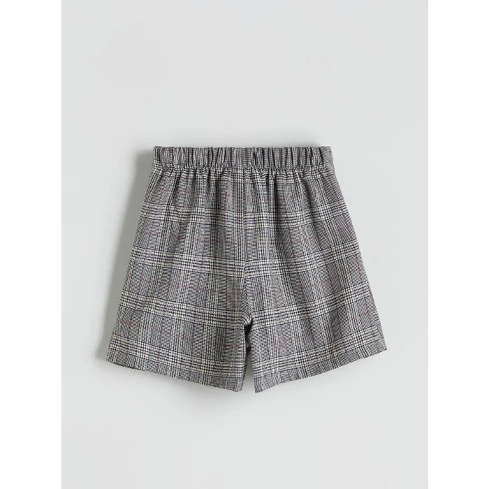 LCW Kids Gri Beli Lastikli Ekose Kız Çocuk Şort Etek