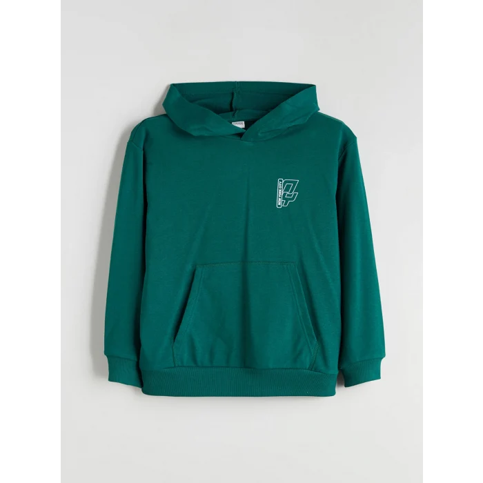 LCW Kids Yeşil Kapüşonlu Erkek Çocuk Sweatshirt