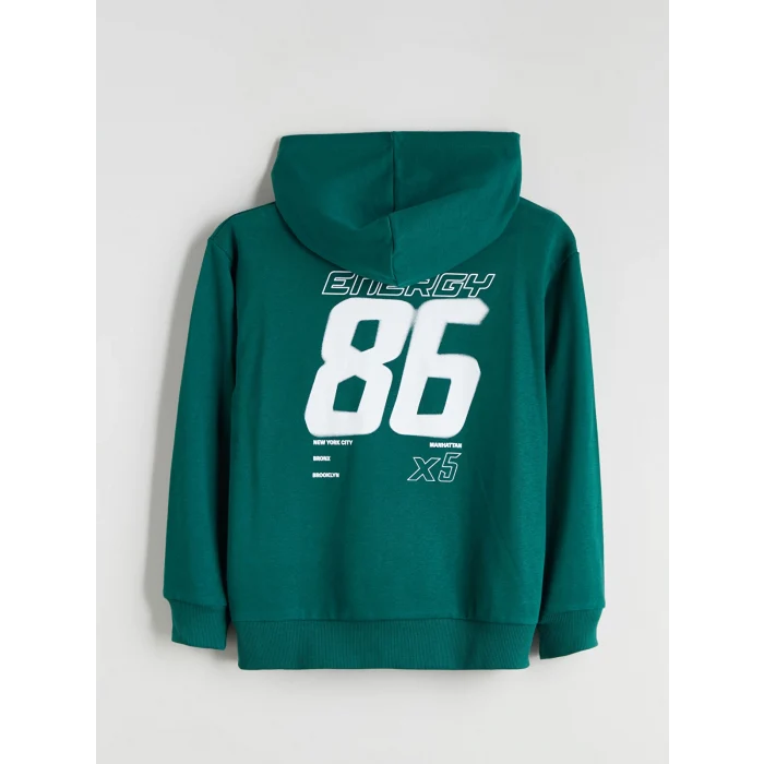 LCW Kids Yeşil Kapüşonlu Erkek Çocuk Sweatshirt