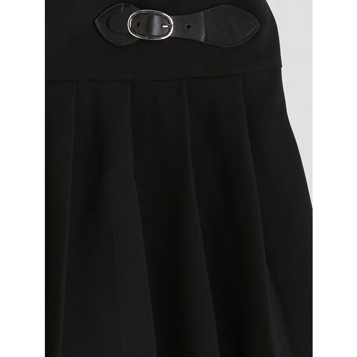 LCW Kids Siyah Beli Lastikli Pileli Kız Çocuk Şort Etek