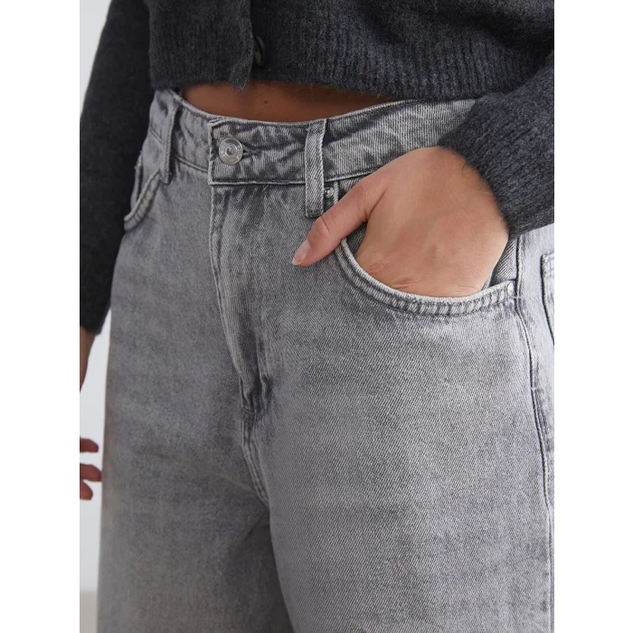 XSIDE Gri Baggy Fit Kadın Jean Pantolon