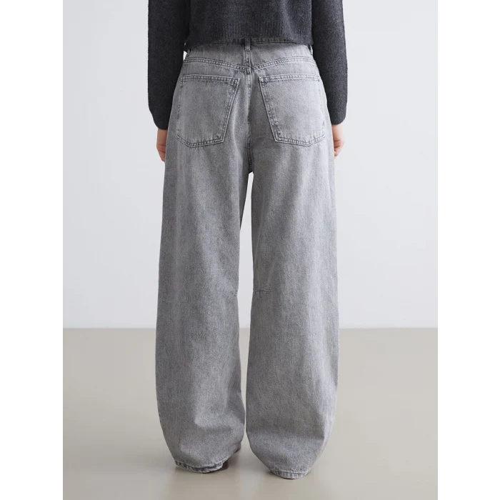 XSIDE Gri Baggy Fit Kadın Jean Pantolon