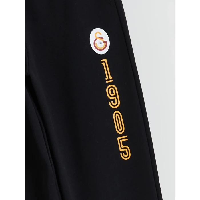 LCW Kids Siyah Beli Lastikli Galatasaray Baskılı Erkek Çocuk Jogger Eşofman Alt