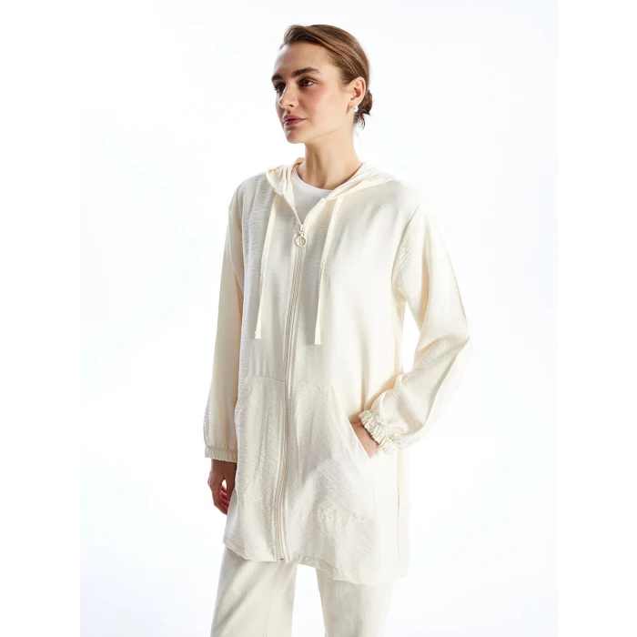 LCWAIKIKI Classic Bej Kapüşonlu Kadın Tunik