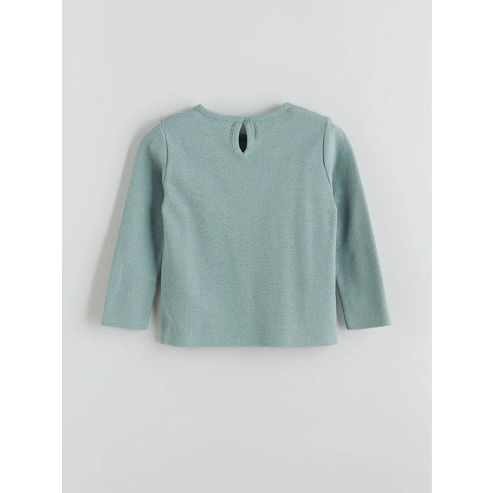 LCW Kids Mavi Bisiklet Yaka Nakışlı Kız Çocuk Tişört 2li