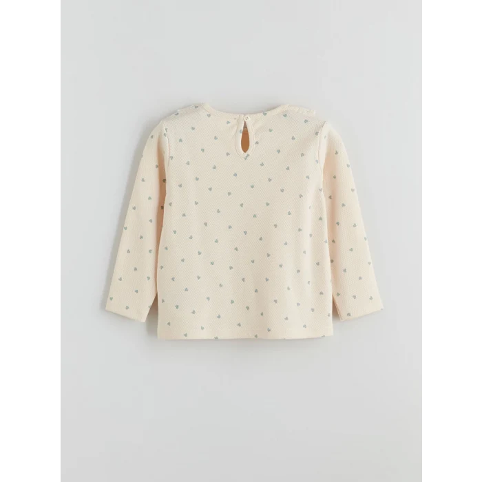 LCW Kids Mavi Bisiklet Yaka Nakışlı Kız Çocuk Tişört 2li