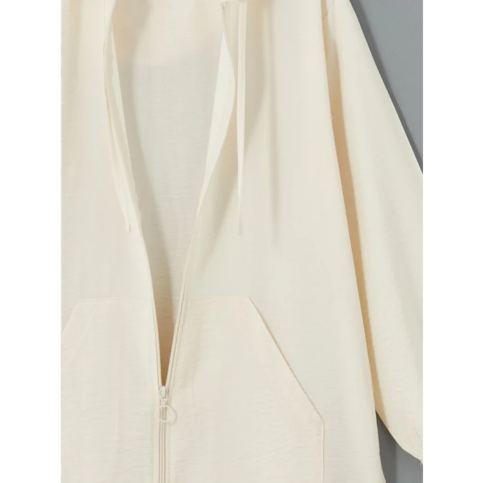 LCWAIKIKI Classic Bej Kapüşonlu Kadın Tunik