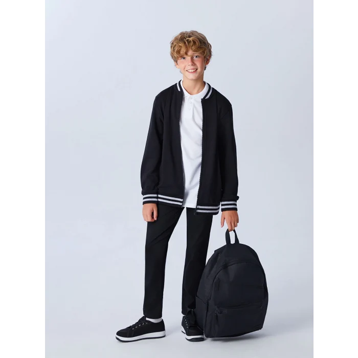 LCW Kids Siyah Beli Lastikli Erkek Çocuk Okul Pantolonu