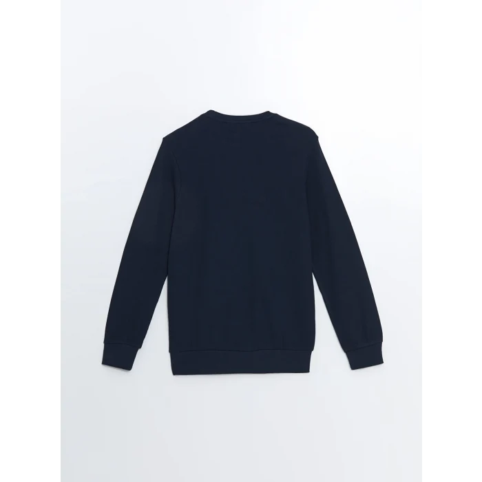 LCWAIKIKI Classic Lacivert Bisiklet Yaka Uzun Kollu Baskılı Erkek Sweatshirt