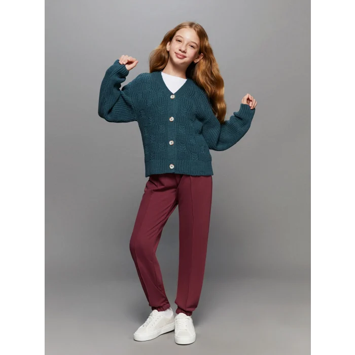 LCW Kids Mürdüm Beli Lastikli Kız Çocuk Jogger Eşofman Alt