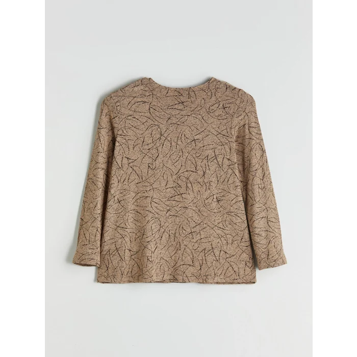 LCW Grace Bej Bisiklet Yaka Desenli Bluz