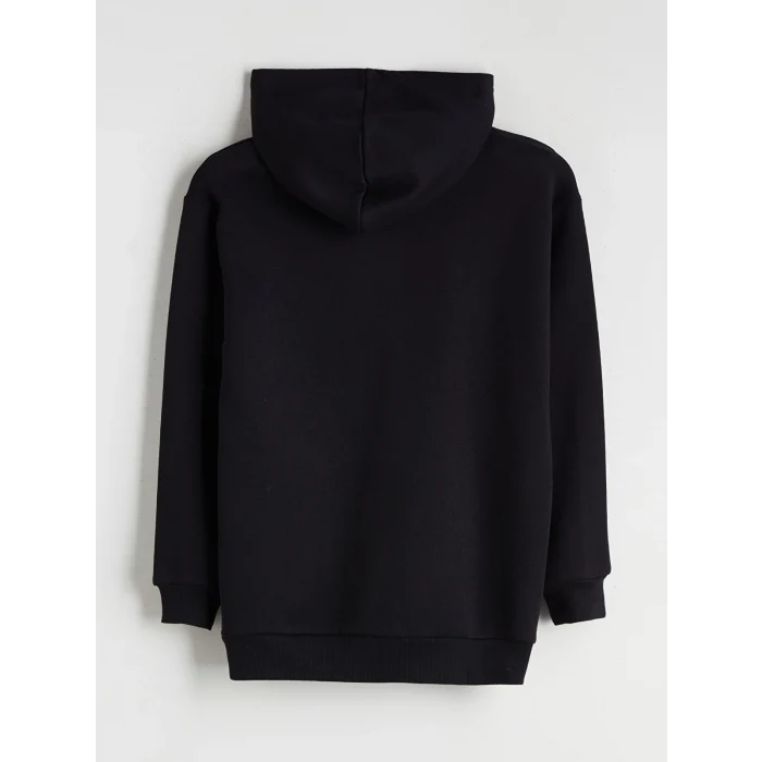 LC WAIKIKI Siyah Kapüşonlu Galatasaray Baskılı Erkek Çocuk Fermuarlı Sweatshirt