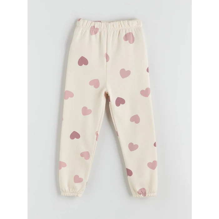 LCW Kids Ekru Beli Lastikli Kız Çocuk Eşofman Altı 2li