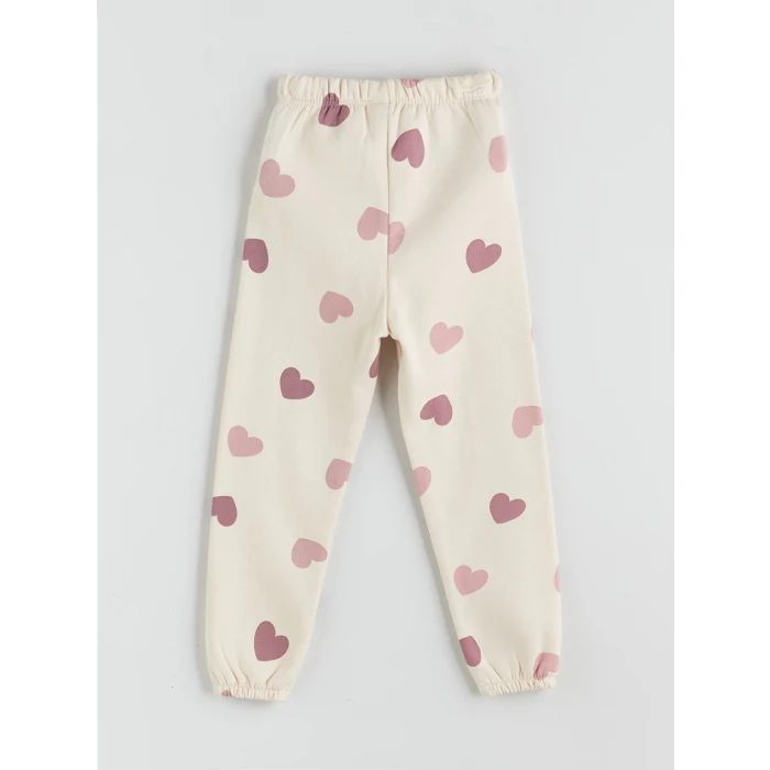 LCW Kids Ekru Beli Lastikli Kız Çocuk Eşofman Altı 2li