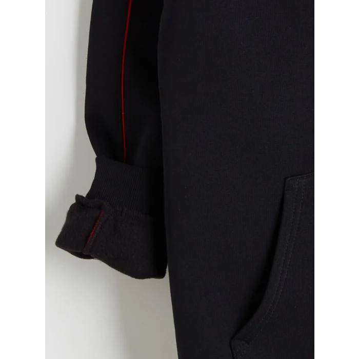 LC WAIKIKI Siyah Kapüşonlu Galatasaray Baskılı Erkek Çocuk Fermuarlı Sweatshirt