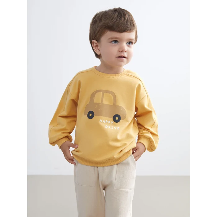 LCW baby Sari Baskılı Erkek Bebek Sweatshirt ve Eşofman Alt 2li