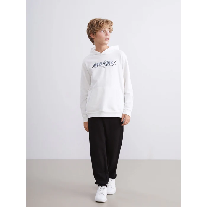 LCW Kids Ekru Kapüşonlu Erkek Çocuk Eşofman Takım