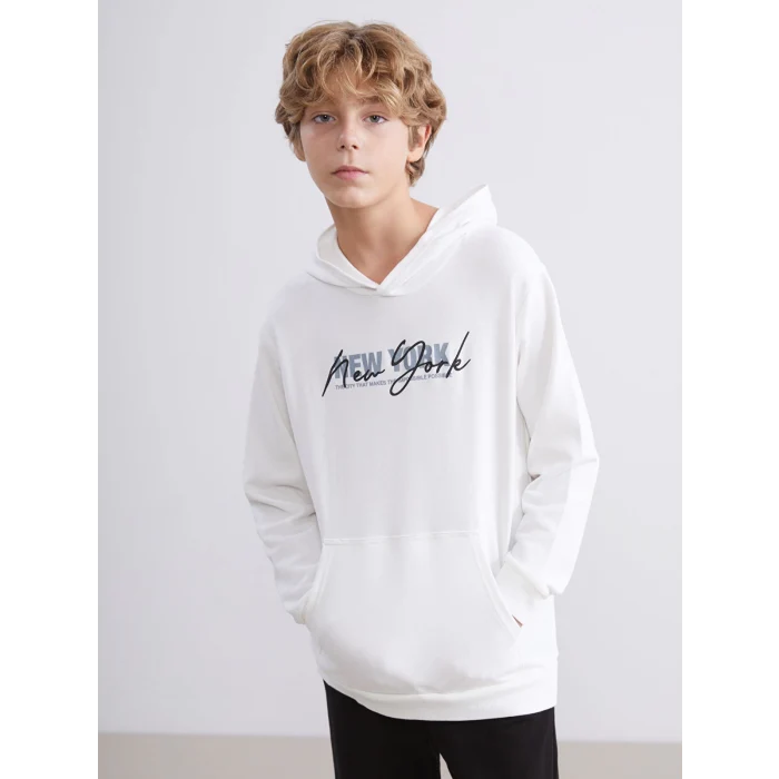 LCW Kids Ekru Kapüşonlu Erkek Çocuk Eşofman Takım