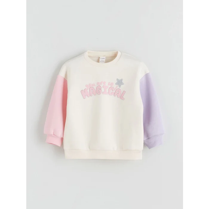LCW Kids Ekru Kız Çocuk Kalın Sweatshirt ve Eşofman Alt 2li