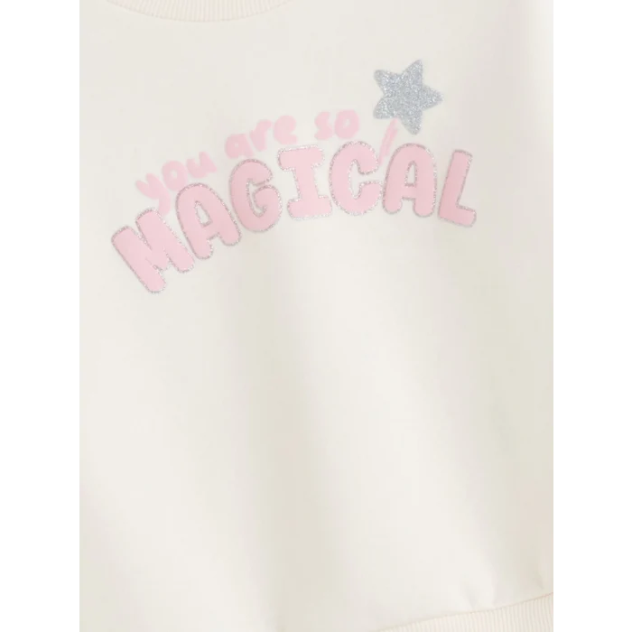 LCW Kids Ekru Kız Çocuk Kalın Sweatshirt ve Eşofman Alt 2li