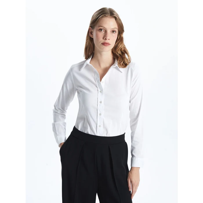 LCWAIKIKI Classic Beyaz Uzun Kollu Poplin Kadın Gömlek
