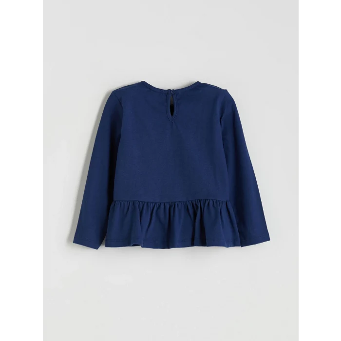 LCW Kids Lacivert Bisiklet Yaka Fiyonk Detaylı Kız Çocuk Tişört 2li