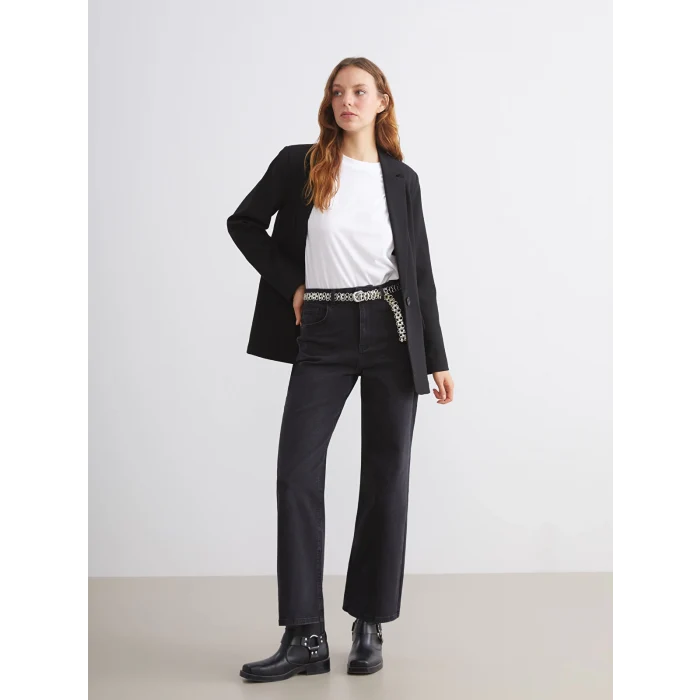 LCWAIKIKI Classic Siyah Wideleg Kadın Jean Pantolon