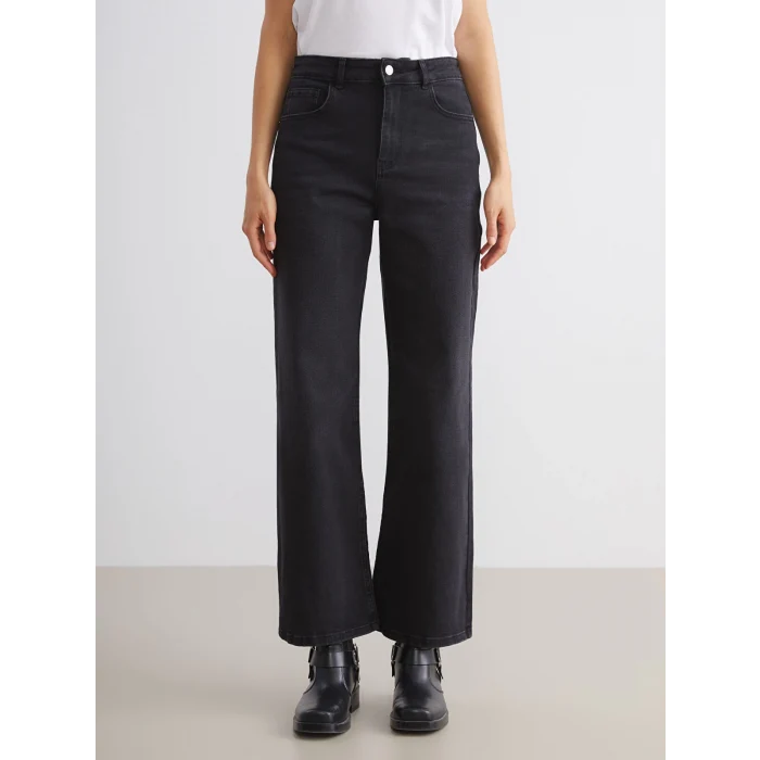 LCWAIKIKI Classic Siyah Wideleg Kadın Jean Pantolon