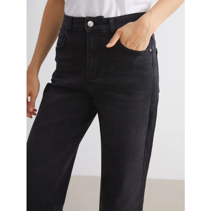 LCWAIKIKI Classic Siyah Wideleg Kadın Jean Pantolon