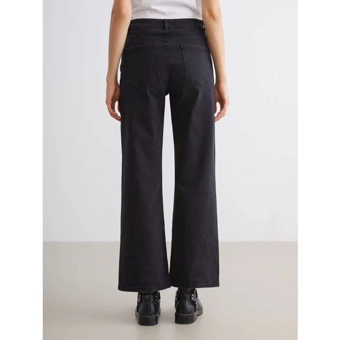 LCWAIKIKI Classic Siyah Wideleg Kadın Jean Pantolon