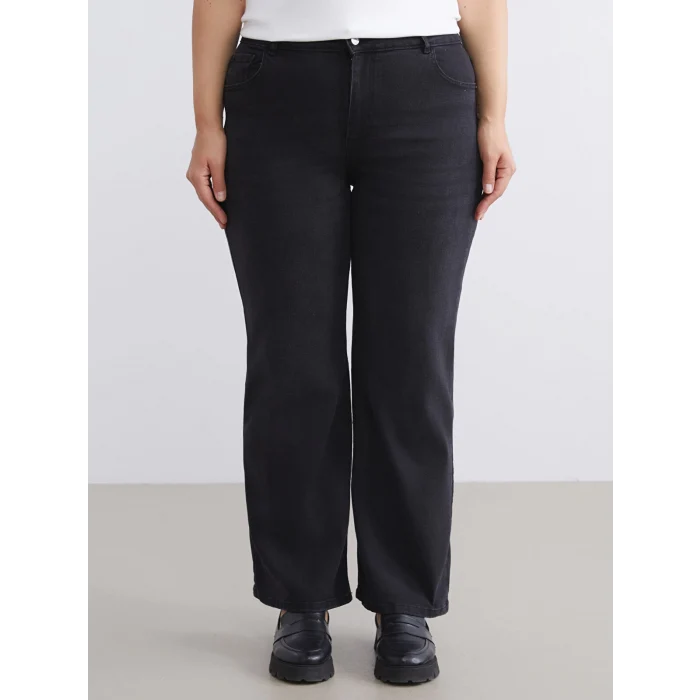 LCWAIKIKI Classic Siyah Wideleg Kadın Jean Pantolon