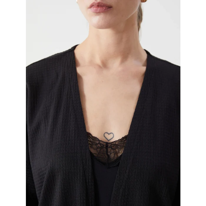 LCWAIKIKI Classic Siyah Şal Yaka Kadın Hırka