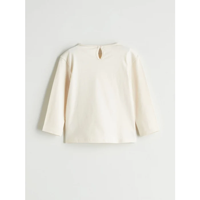 LCW Kids Bej Bisiklet Yaka Baskılı Kız Çocuk Tişört