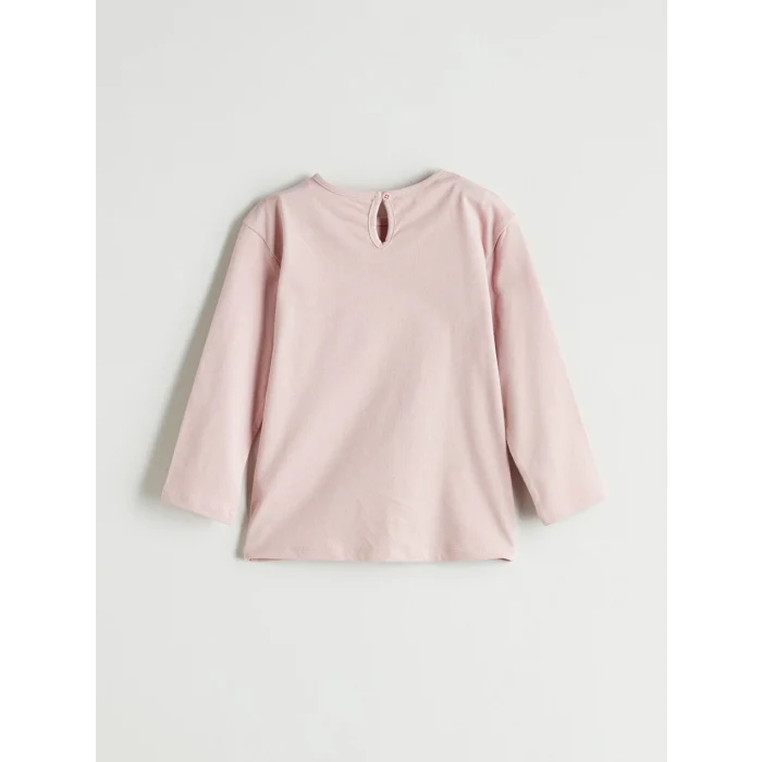 LCW Kids Bej Bisiklet Yaka Baskılı Kız Çocuk Tişört