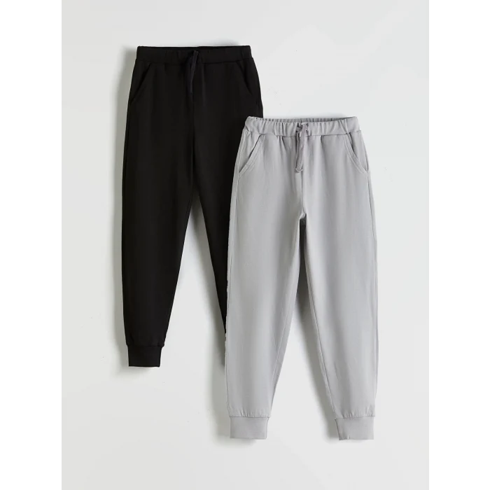 LCW Kids Siyah Beli Lastikli Erkek Çocuk Jogger Eşofman Alt 2li