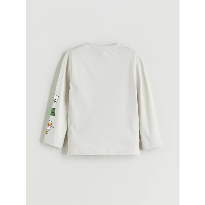 LCW Kids Gri Bisiklet Yaka Minecraft Baskılı Erkek Çocuk Tişört 2li