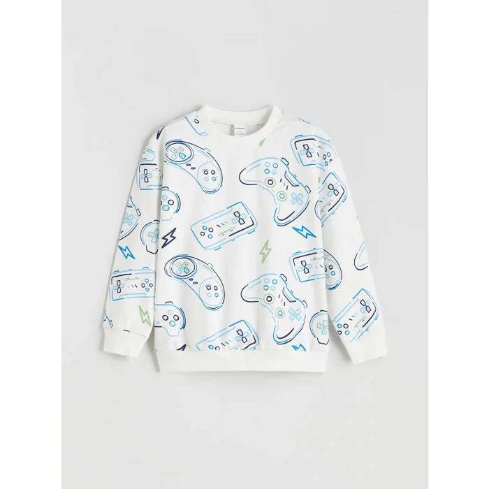 LCW Kids Ekru Baskılı Erkek Çocuk Sweatshirt ve Eşofman Alt 2li